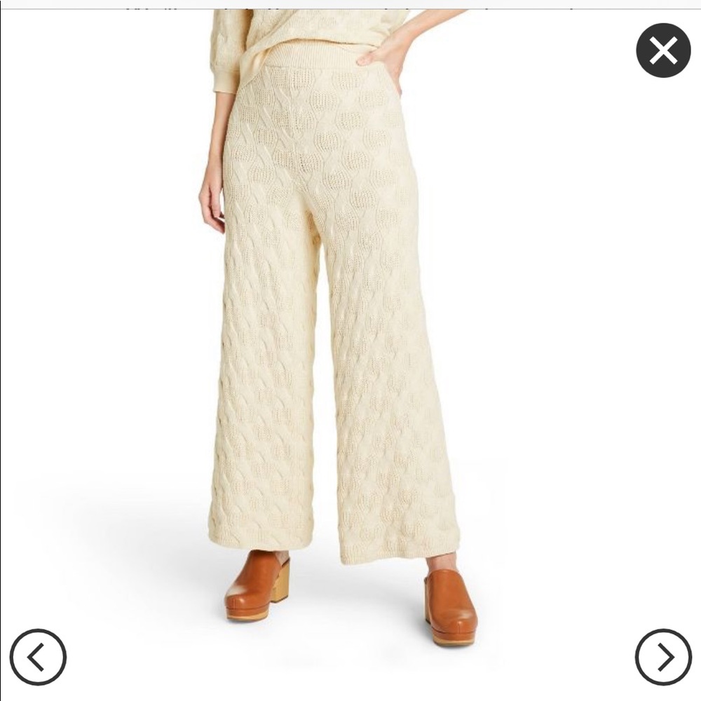 Rachel Comey x Target high waisted wide leg knit terrazzo pants ivory S